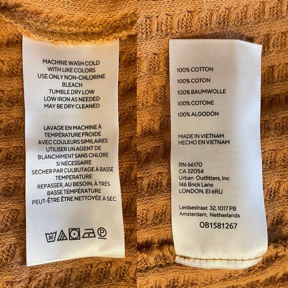 FREE PEOPLE NEW JUICY LONG SLEEVE WAFFLE KNIT OVERSIDED THERMAL CANYON MOON L - Picture 10 of 13